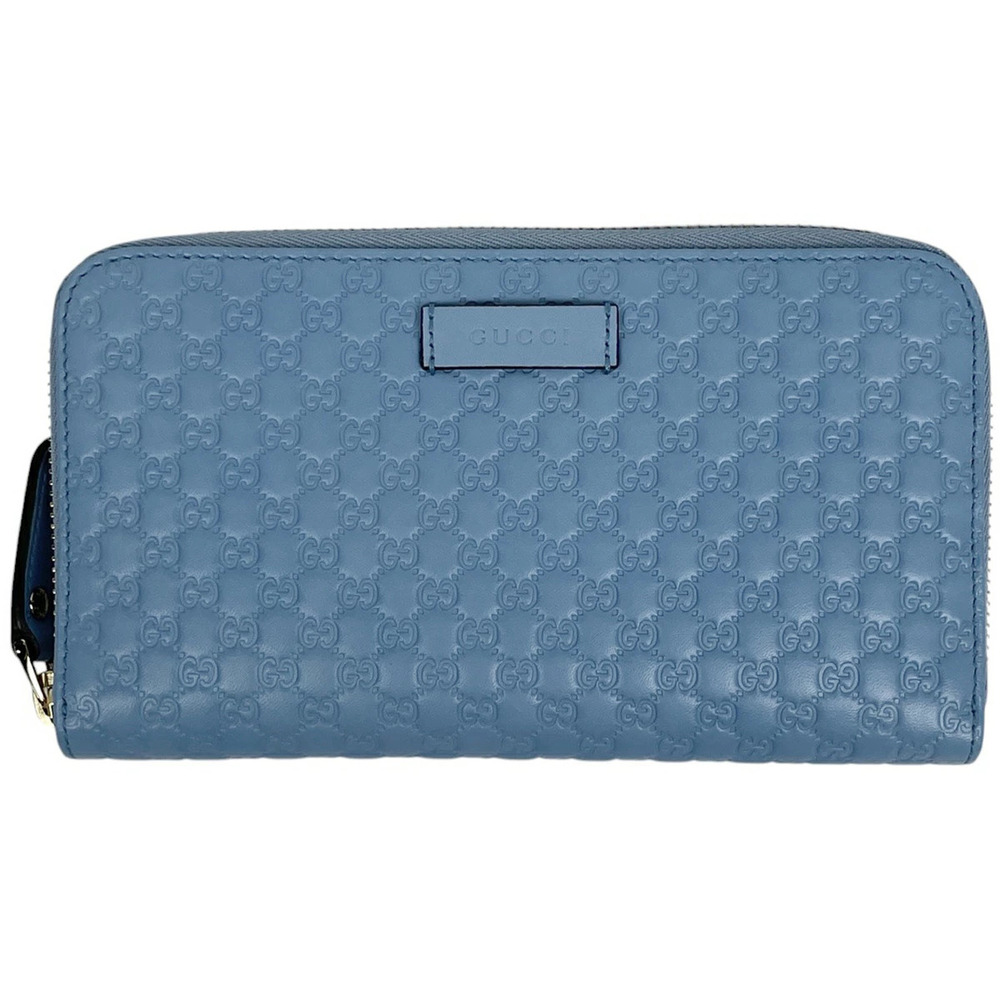Gucci guccissima Round Zip Long Wallet Signature Leather Blue